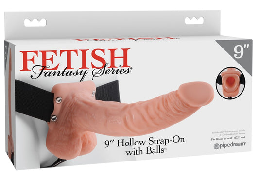 FETISH FANTASY SERIES - 9" HOLLOW STRAP-ON WITH BALLS