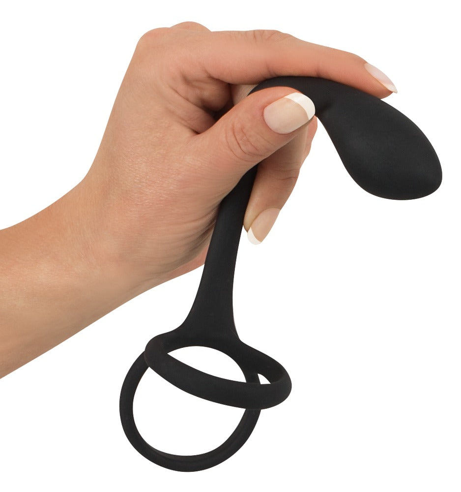BLACK VELVETS - COCK & BALL RING WITH BUTT PLUG