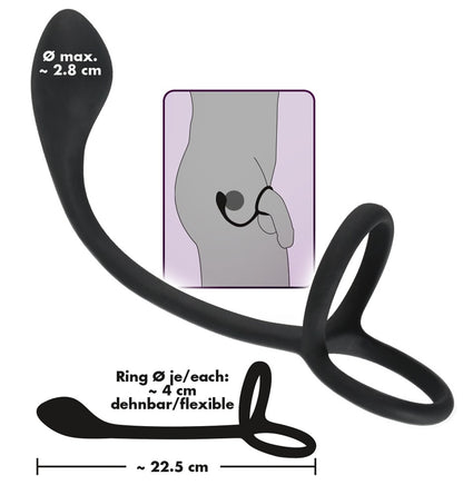 BLACK VELVETS - COCK & BALL RING WITH BUTT PLUG