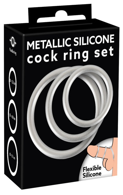 YOU2TOYS - METALLIC SILICONE COCK RING SET
