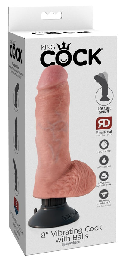 KING COCK - 8" VIBRATING COCK WITH BALLS