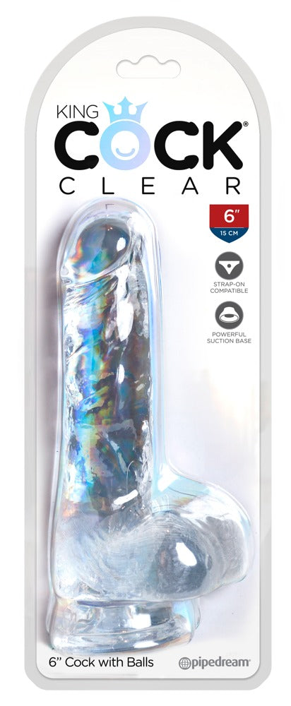 KING COCK CLEAR - COCK WITH BALLS 6''