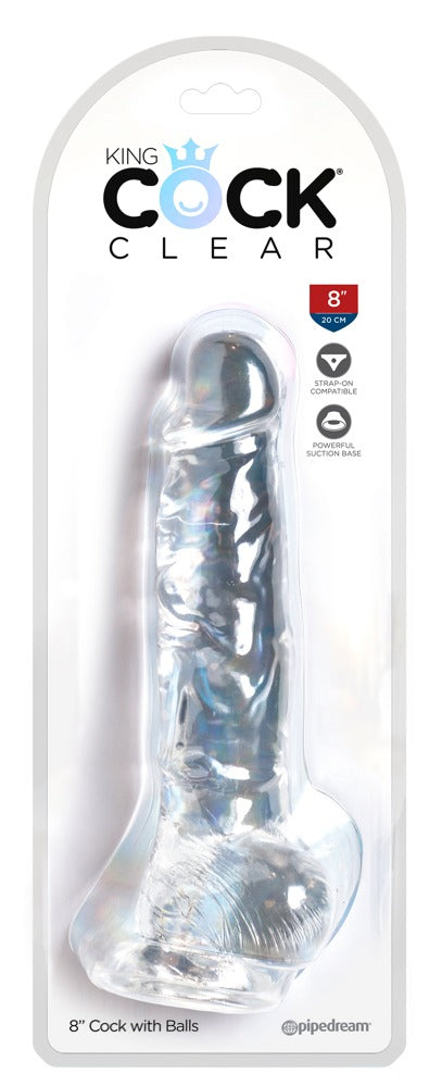 KING COCK CLEAR - 8" COCK WITH BALLS