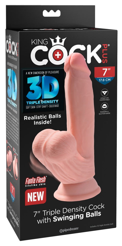KING COCK PLUS - TRIPLE DENSITY COCK WITH SWINGING BALLS