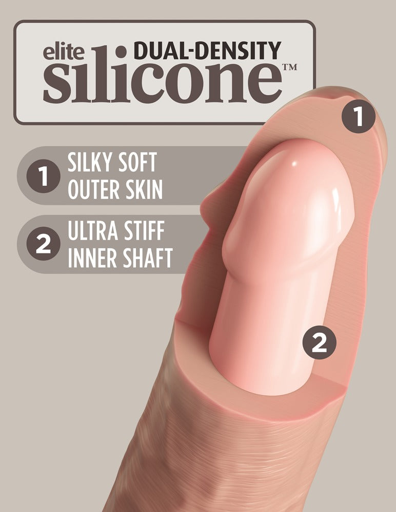 KING COCK ELITE - 9" VIBRATING + DUAL DENSITY SILICONE COCK WITH REMOTE