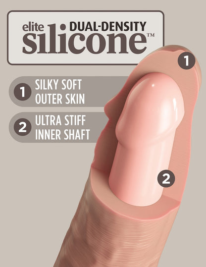 KING COCK ELITE - 9" VIBRATING + DUAL DENSITY SILICONE COCK WITH REMOTE