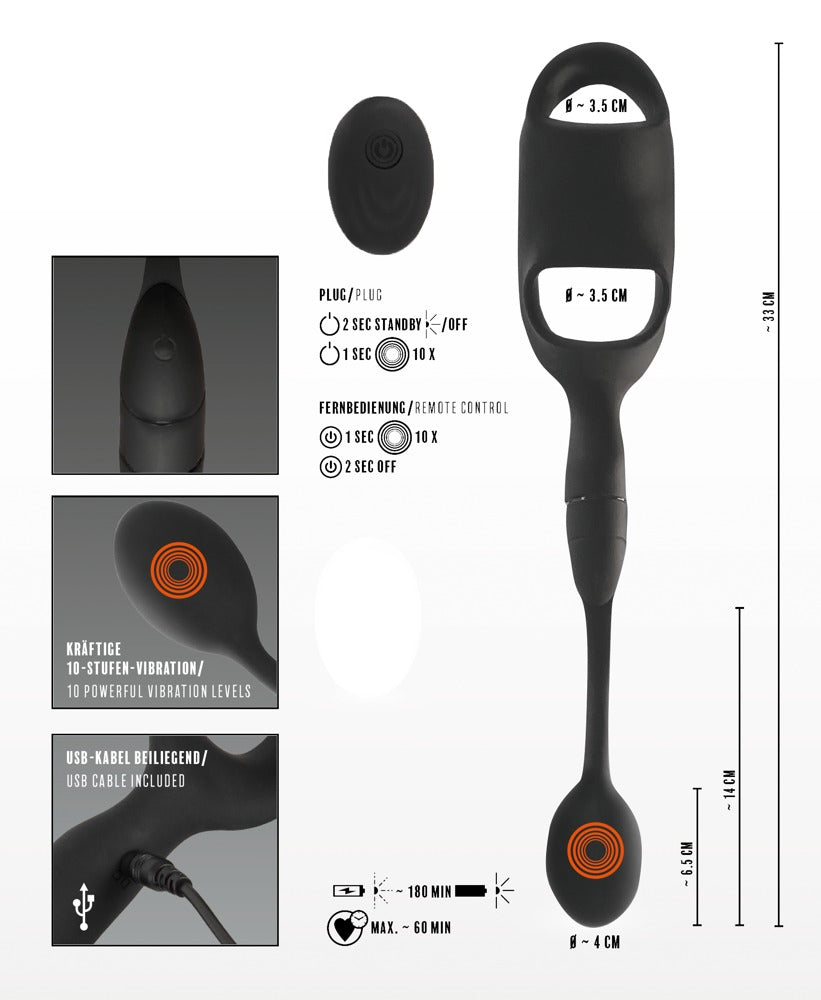 REBEL - COCK RING WITH RC BUTT PLUG