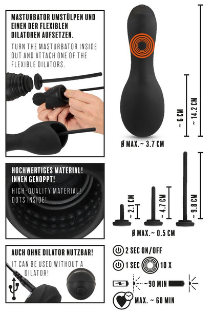 REBEL - GLANS VIBRATOR WITH 3 ATTACHABLE DILATORS