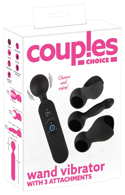 COUPLES CHOICE - WAND VIBRATOR WITH 3 ATTACHMENTS