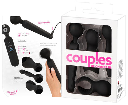 COUPLES CHOICE - WAND VIBRATOR WITH 3 ATTACHMENTS