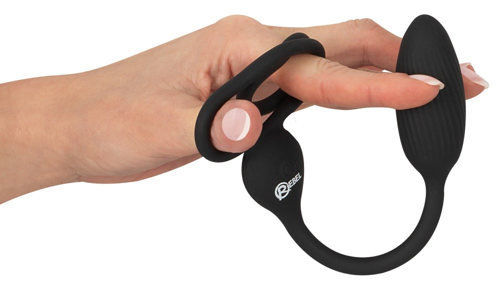 REBEL - COCK AND BALL RING WITH RC BUTT PLUG