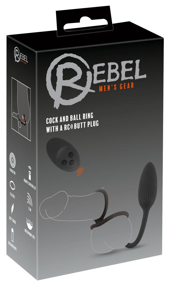 REBEL - COCK AND BALL RING WITH RC BUTT PLUG