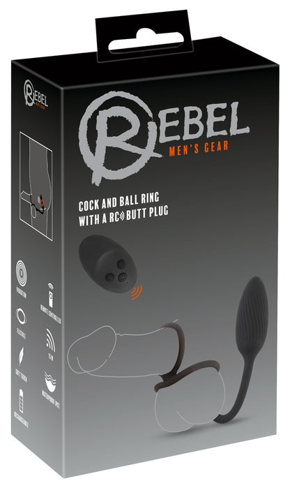 REBEL - COCK AND BALL RING WITH RC BUTT PLUG