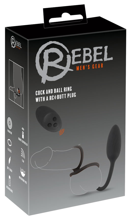 REBEL - COCK AND BALL RING WITH RC BUTT PLUG