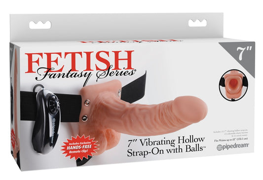 FETISH FANTASY SERIES - 7" VIBRATING HOLLOW STRAP-ON