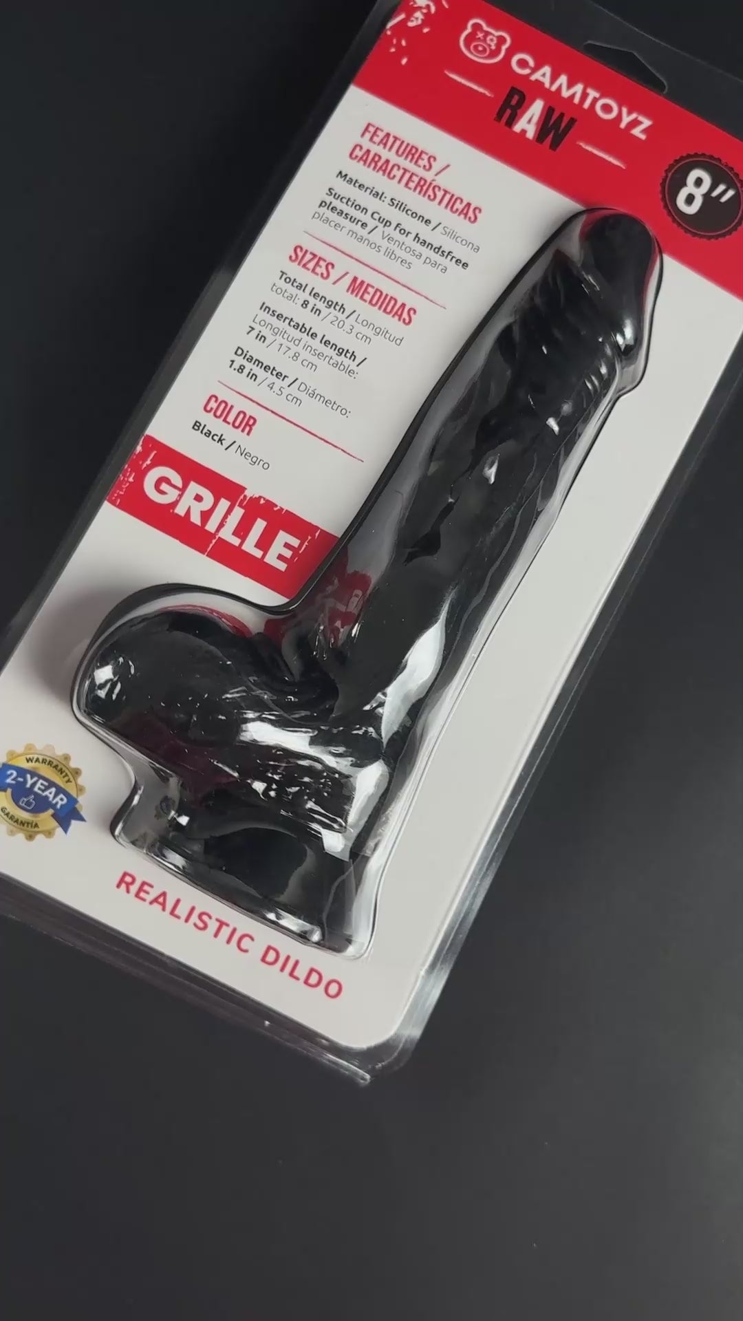 CAMTOYZ - RAW GRILLE REALISTIC 8 IN. DILDO