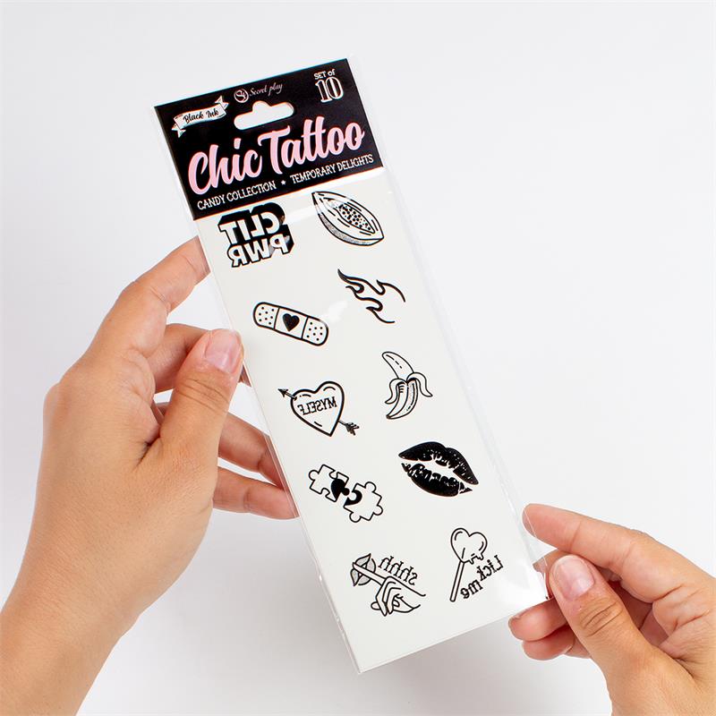 SECRET PLAY - 10 TEMPORARY TATTOOS CANDY COLLECTION