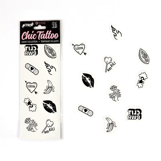 SECRET PLAY - 10 TEMPORARY TATTOOS CANDY COLLECTION