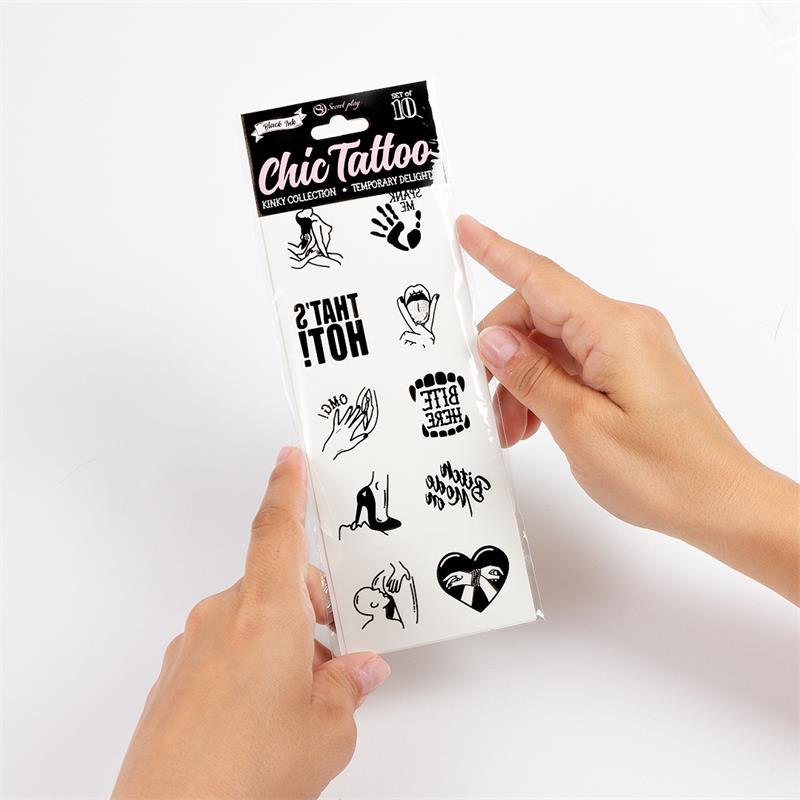SECRET PLAY - 10 TEMPORARY TATTOOS KINKY COLLECTION
