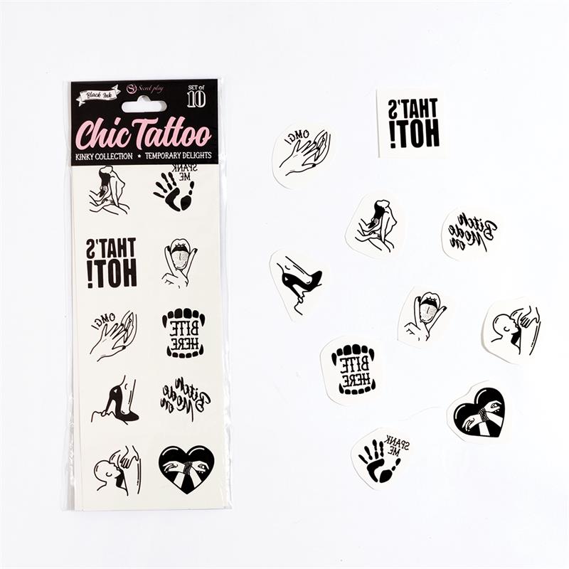 SECRET PLAY - 10 TEMPORARY TATTOOS KINKY COLLECTION