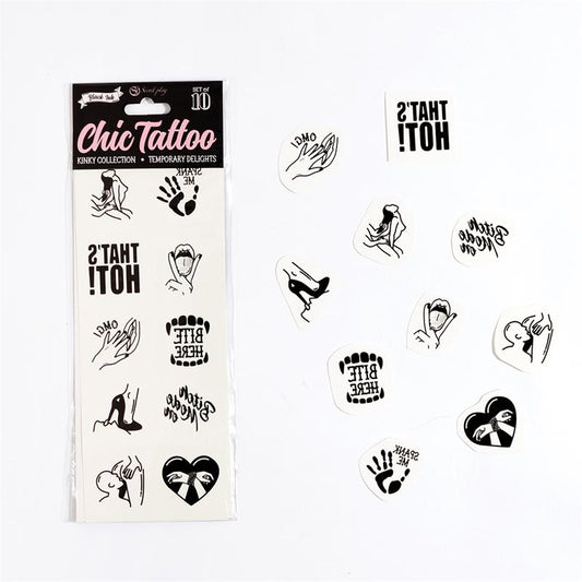 SECRET PLAY - 10 TEMPORARY TATTOOS KINKY COLLECTION