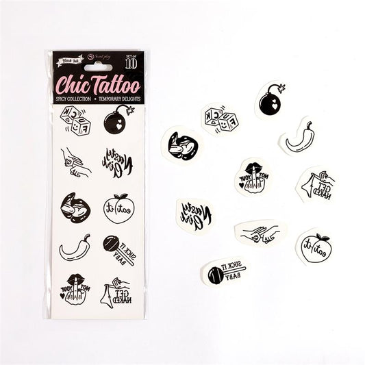 SECRET PLAY - 10 TEMPORARY TATTOOS SPICY COLLECTION