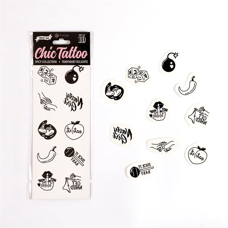 SECRET PLAY - 10 TEMPORARY TATTOOS SPICY COLLECTION