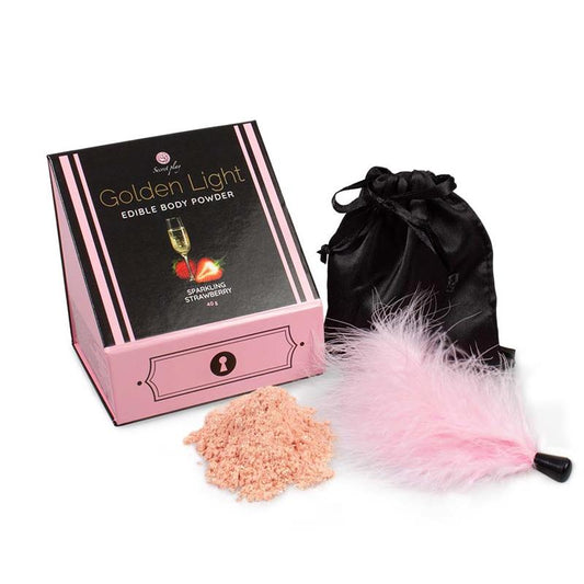 SECRET PLAY - 100% EDIBLE POWDER KIT AND FEATHER TICKLER SPARKLING STRAWBERRY