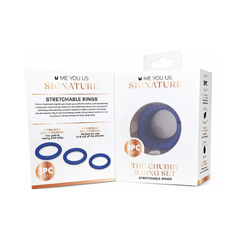 ME YOU US SIGNATURE - EL SET DE 3 ANILLOS CHUBBY AZUL