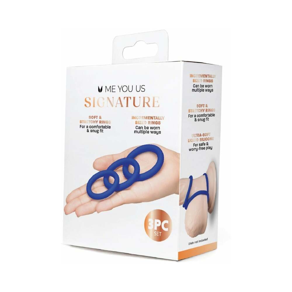 ME YOU US SIGNATURE - EL SET DE 3 ANILLOS CHUBBY AZUL