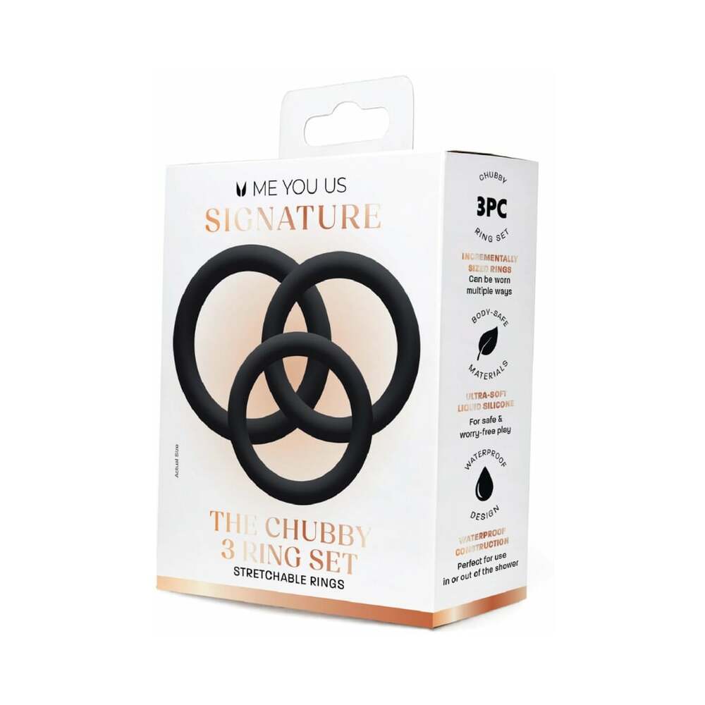 ME YOU US SIGNATURE - THE CHUBBY 3 RING SET BLACK