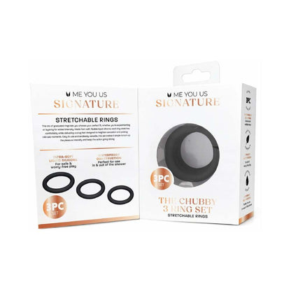ME YOU US SIGNATURE - THE CHUBBY 3 RING SET BLACK