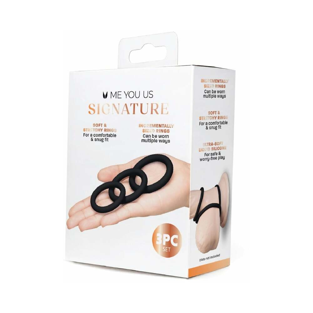 ME YOU US SIGNATURE - THE CHUBBY 3 RING SET BLACK