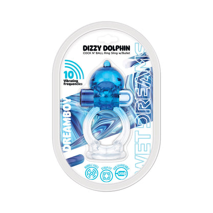 HOTT PRODUCTS - WET DREAMS DREAM BOY DIZZY DOLPHIN JELLY COCK&BALL SLING 10 FREQ BULLET GRADIENT COLOR BLUE