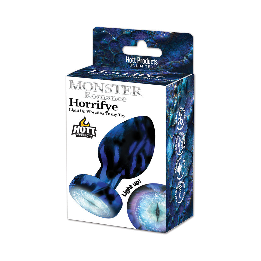 HOTT PRODUCTS - MONSTER ROMANCE HORRIFYE LIGHT UP TUSHY PLUG W/REMOTE CONTROL BLACK