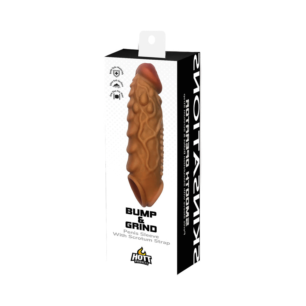HOTT PRODUCTS - SKINSATIONS BUMP&GRIND RAISED BUMPS PENIS SLEEVE WITH SCROTUM STRAP
