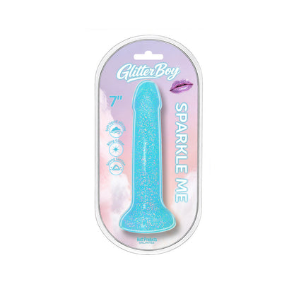 HOTT PRODUCTS - GLITTER BOY SPARKLE ME GLITTER SILICONE DILDO AQUA
