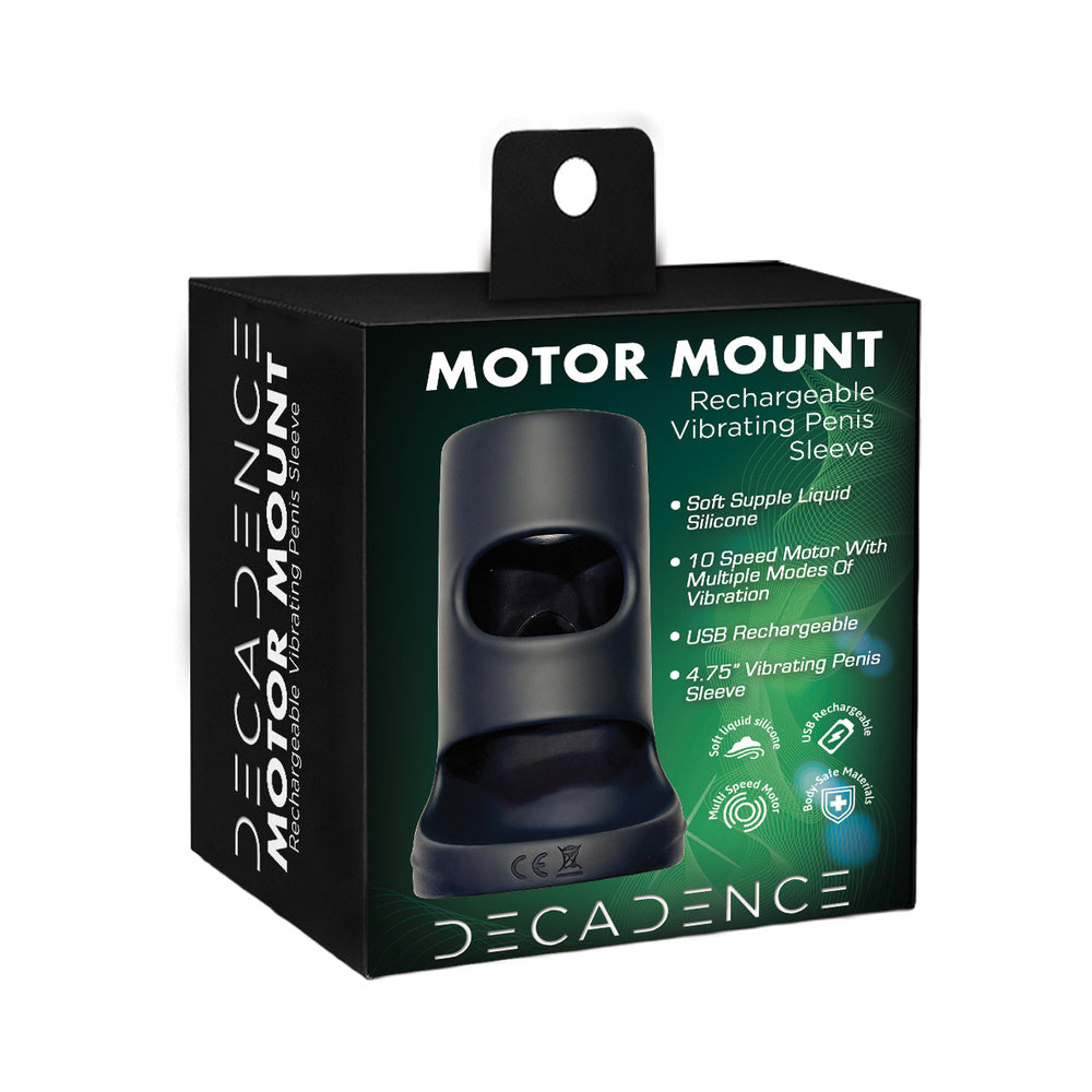 HOTT PRODUCTS - DECADENCE MOTOR MOUNT LIQUID SILICONE PENIS SLEEVE MULTI SPEED VIBRATION RECHARGEABLE BLACK