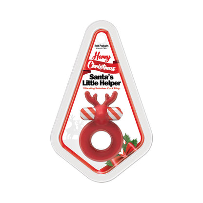 HOTT PRODUCTS - HORNY CHRISTMAS SANTA''S LITTLE HELPER REINDEER COCKRING WITH MULTI SPEED CANDY CANE STRIPE BULLET LIQUID SILICONE