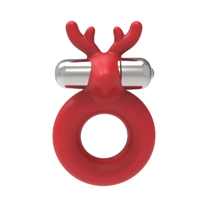 HOTT PRODUCTS - HORNY CHRISTMAS SANTA''S LITTLE HELPER REINDEER COCKRING WITH MULTI SPEED CANDY CANE STRIPE BULLET LIQUID SILICONE