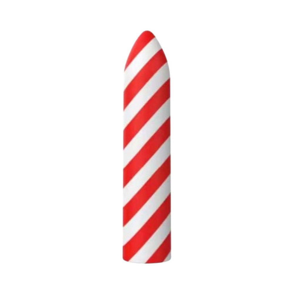 HOTT PRODUCTS - HORNY CHRISTMAS SANTA''S LITTLE HELPER CANDY CANE STRIPE BULLET LIQUID SILICONE MULTI SPEED RECHARGEABLE