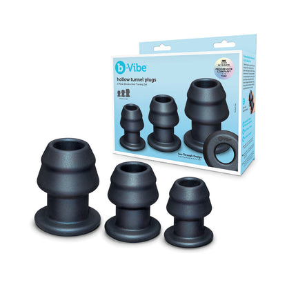 B-VIBE - HOLLOW TUNNEL PUGS 3-PIECE SILICONE ANAL TRAINING SET