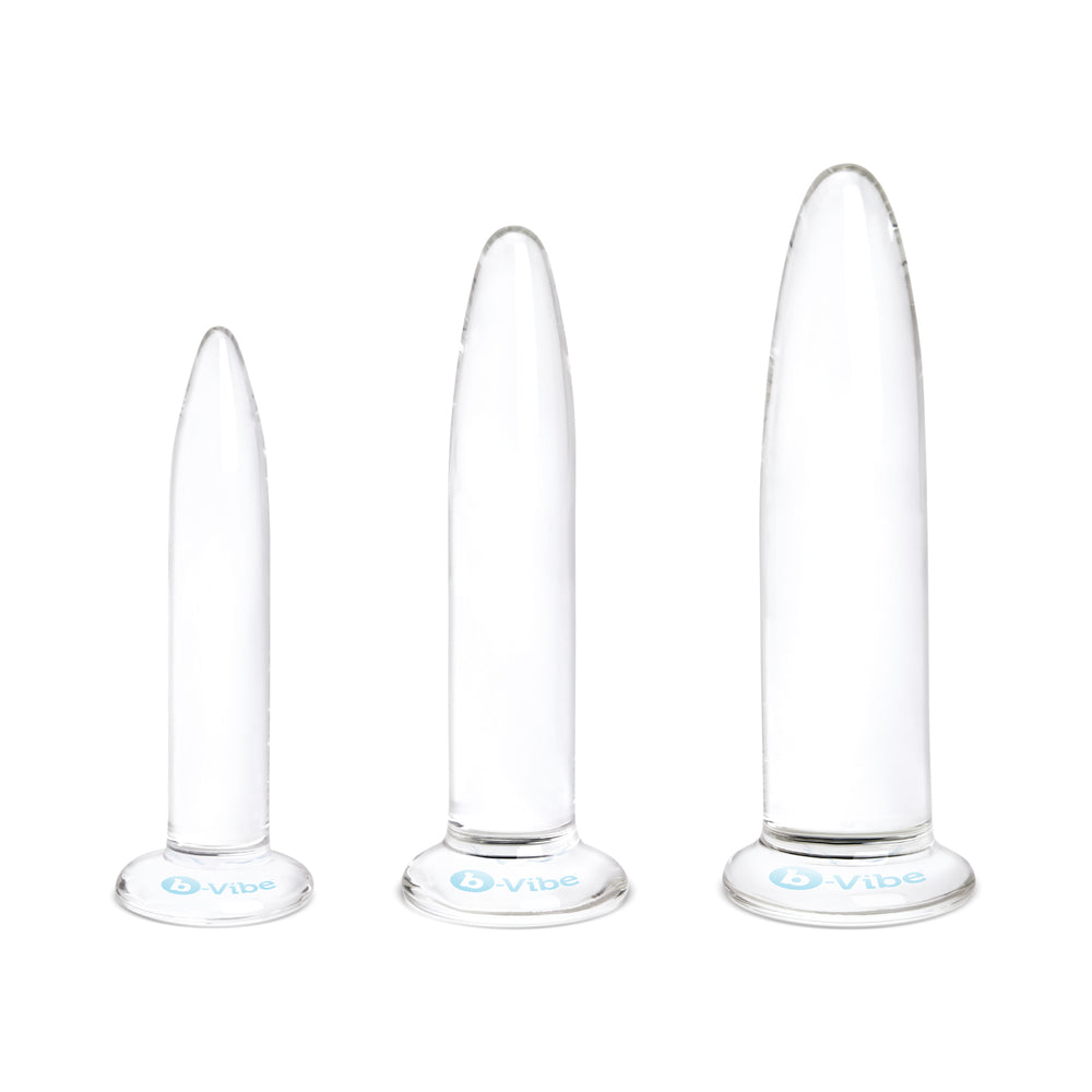 B-VIBE - ESSENTIALS 3-PIECE LONG GLASS ANAL TRAINING DILATOR SET