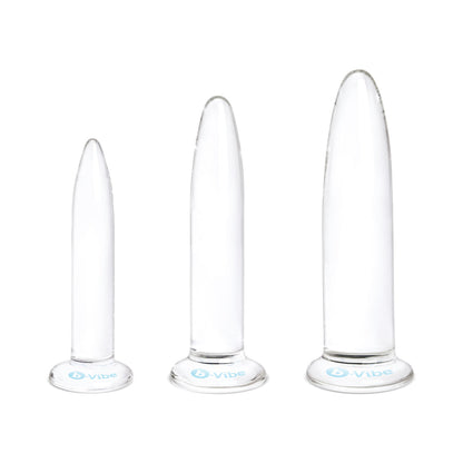 B-VIBE - ESSENTIALS 3-PIECE LONG GLASS ANAL TRAINING DILATOR SET