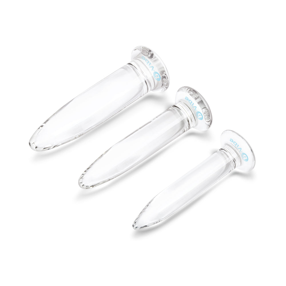 B-VIBE - ESSENTIALS 3-PIECE LONG GLASS ANAL TRAINING DILATOR SET