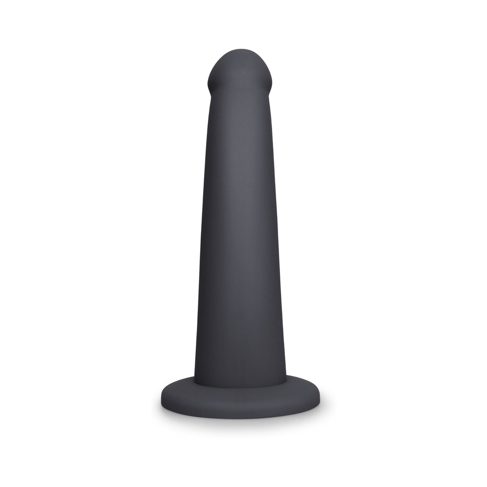 B-VIBE - ESSENTIALS 7 IN. SMOOTH SILICONE DILDO BLACK