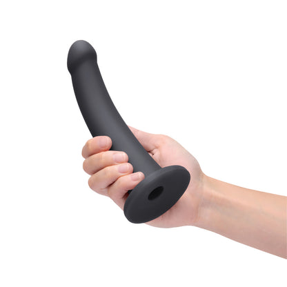 B-VIBE - ESSENTIALS 7 IN. SMOOTH SILICONE DILDO BLACK