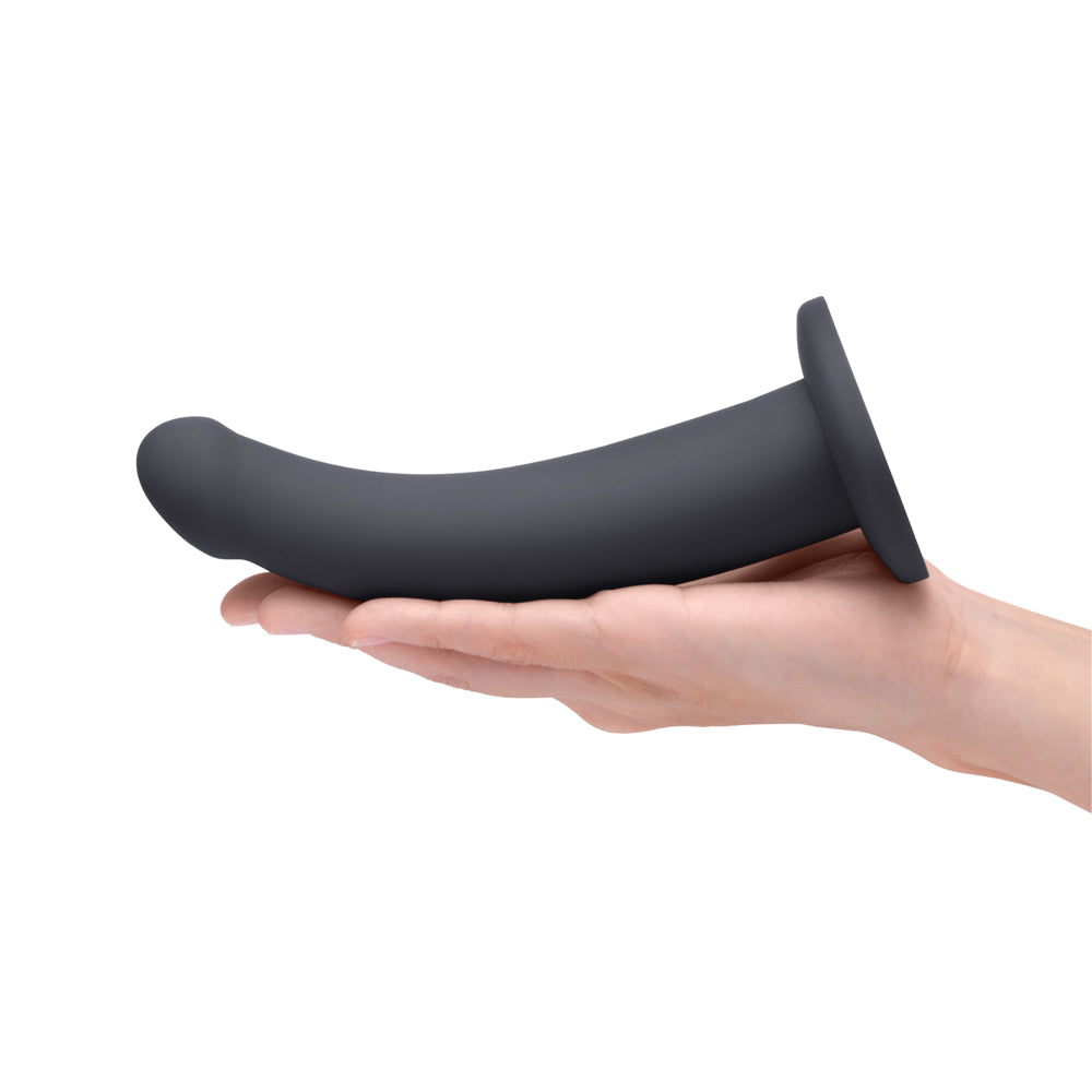 B-VIBE - ESSENTIALS 7 IN. SMOOTH SILICONE DILDO BLACK