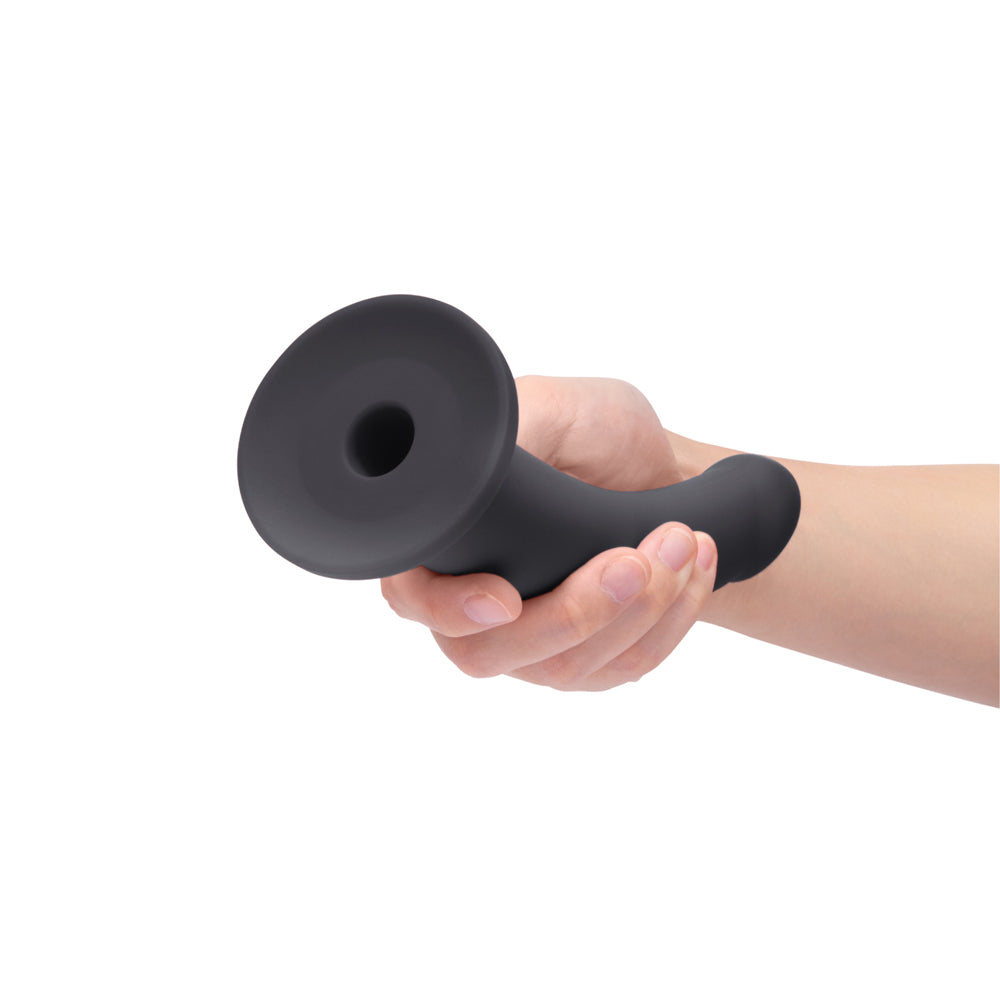 B-VIBE - ESSENTIALS 7 IN. SMOOTH SILICONE DILDO BLACK