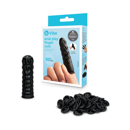 B-VIBE - ESSENTIALS ANAL PLAY FINGER COTS 50-PIECE BLACK